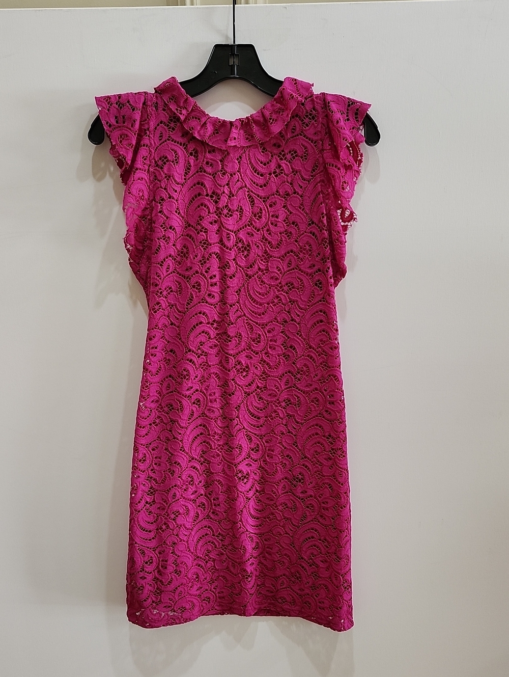 Alexia Admor Fuchsia Lace Ruffle Neck Dress